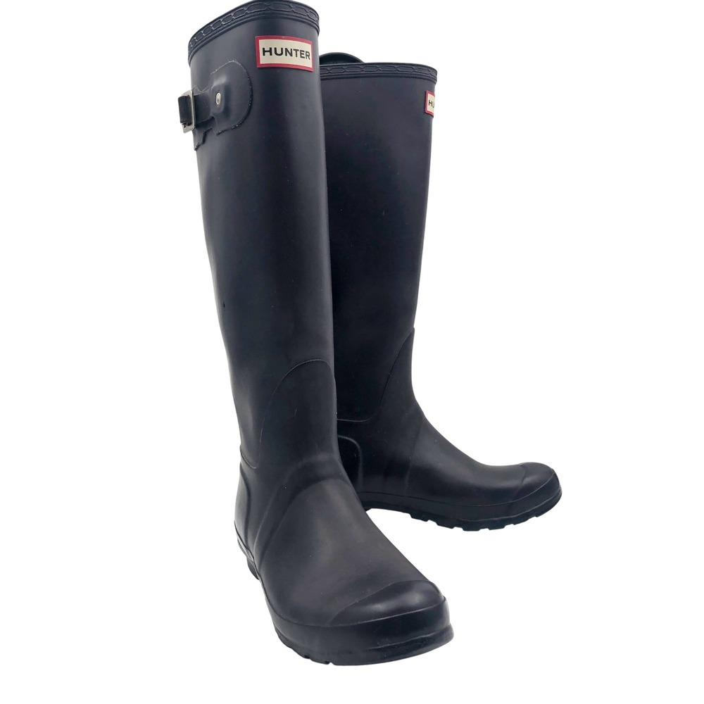 Hunter Original Boots Womens 7 Tall Rain Matte Purple Rubber Waterproof W23499